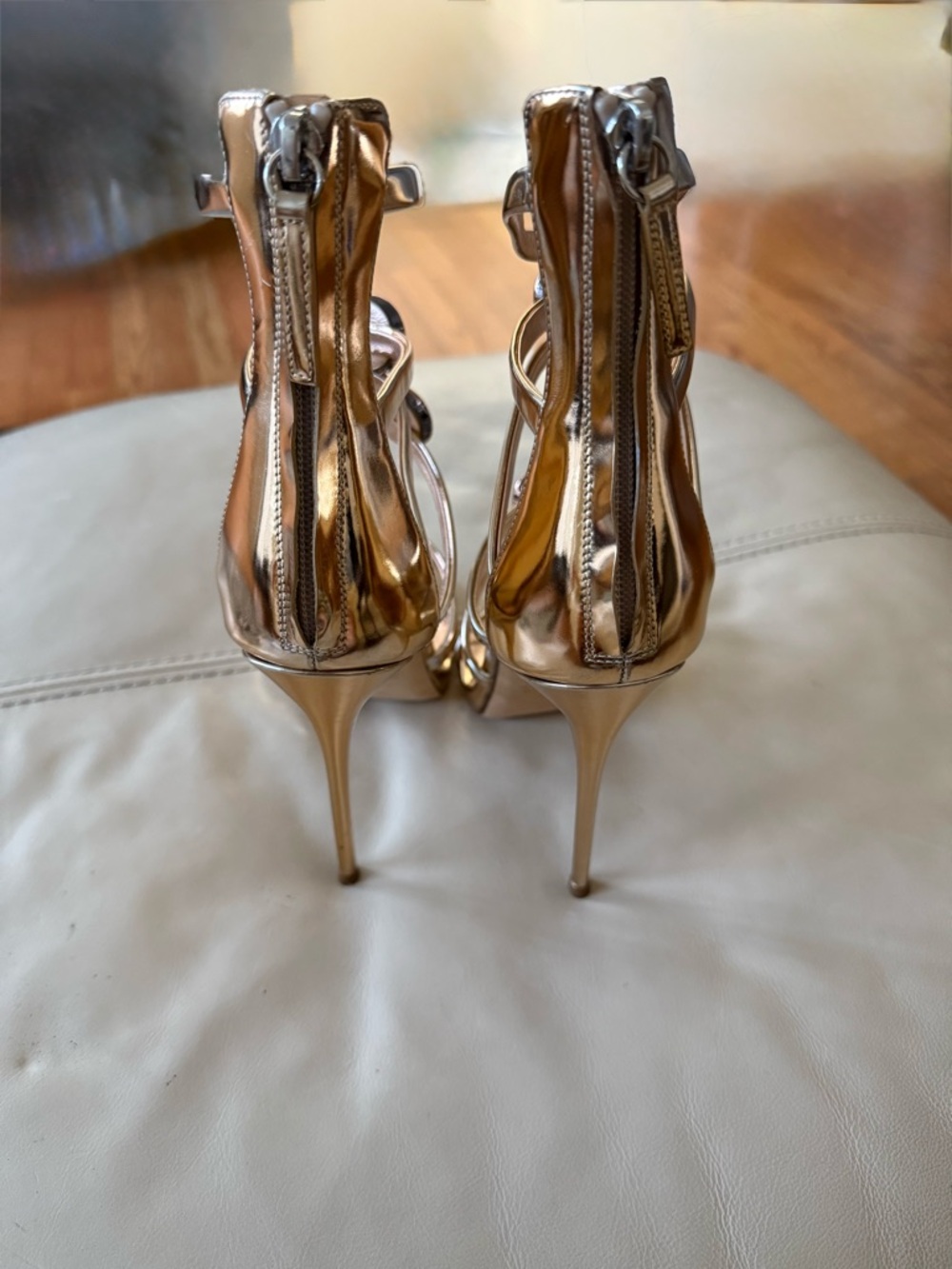 Giuseppe Zanotti Gold Alien Cage Sandals w/Rose Gold Orbs. - Picture 6 of 14
